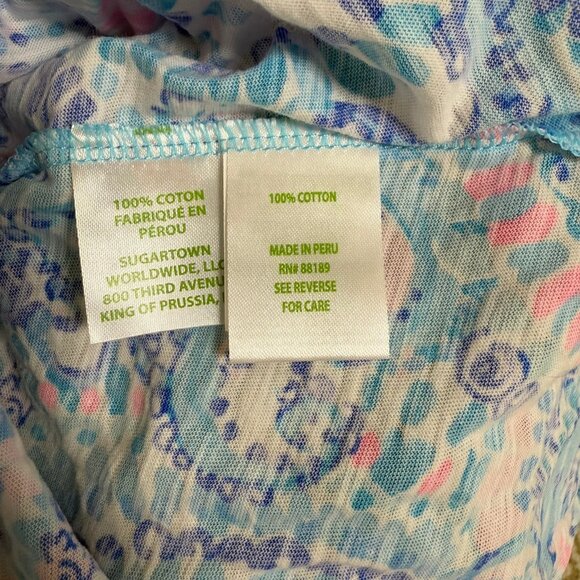 Lilly Pulitzer Etta V Neck Shirt - XS - Blue Grotto - Picture 5 of 5
